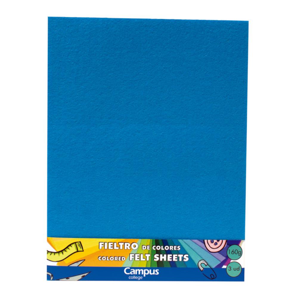 FIELTRO CAMPUS COLLEGE 1MM 230X305MM AZUL CLARO