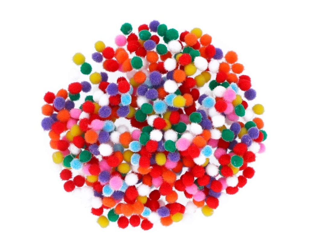 POMPONES MINI POLIPROPILENO MIX 5MM BOLSA 500 UDS