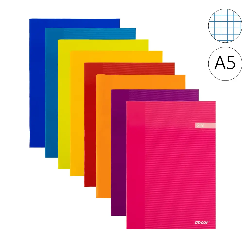 LIBRETA GRAPADA A5 TAPA CARTON 90 GRAMOS CUADRO 4MM