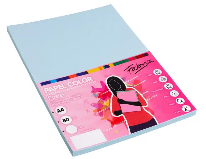 PAPEL A4 80G 100 HOJAS COLOR AZUL TURQUESA