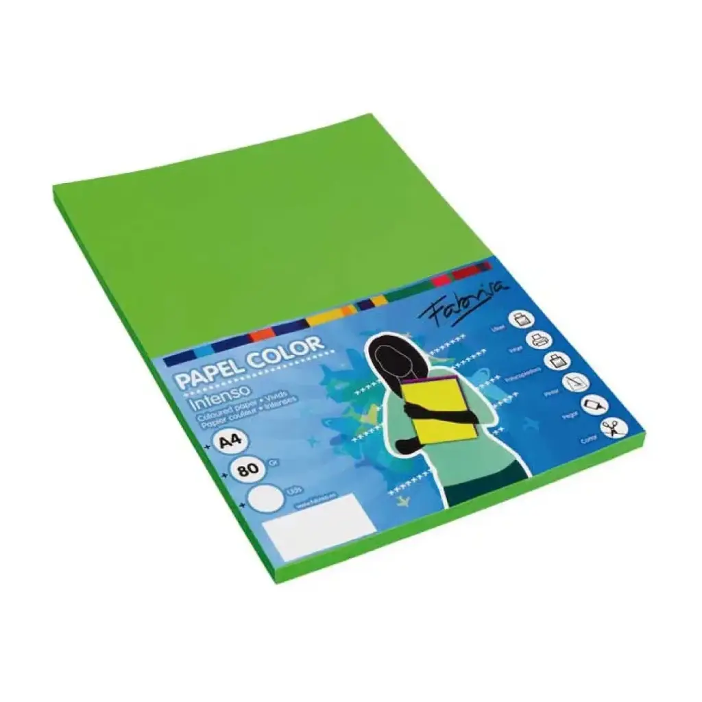 PAPEL A4 80G 100 HOJAS COLOR VERDE INTENSO