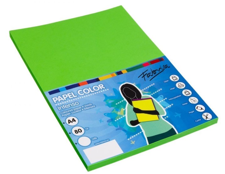 PAPEL A4 80G 100 HOJAS COLOR VERDE INTENSO
