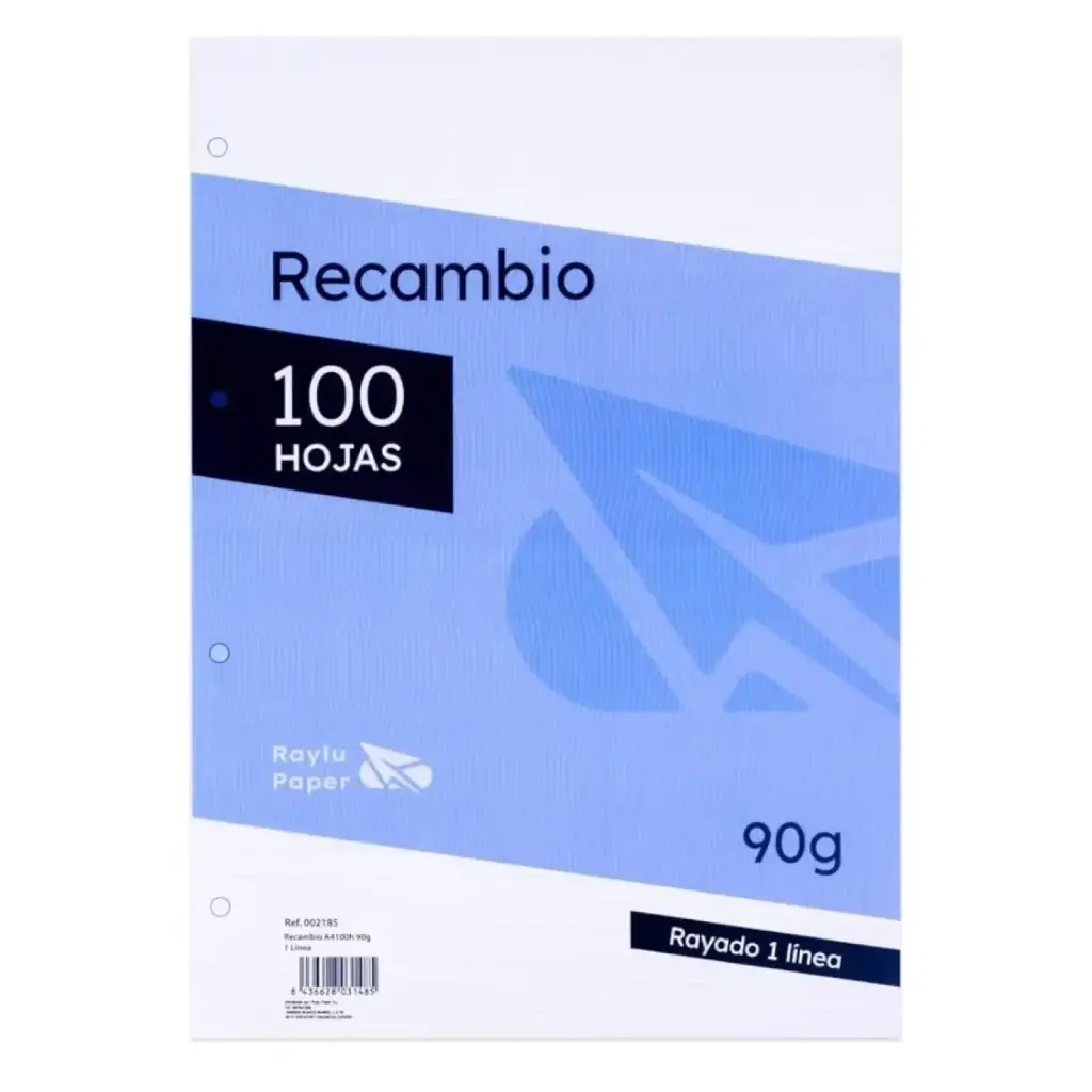 RECAMBIO A4 100 HOJAS 90 GRAMOS HORIZONTAL RAYLU