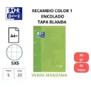 RECAMBIO A4 OXFORD COLOR 1 VERDE 90G CUADRO 5MM