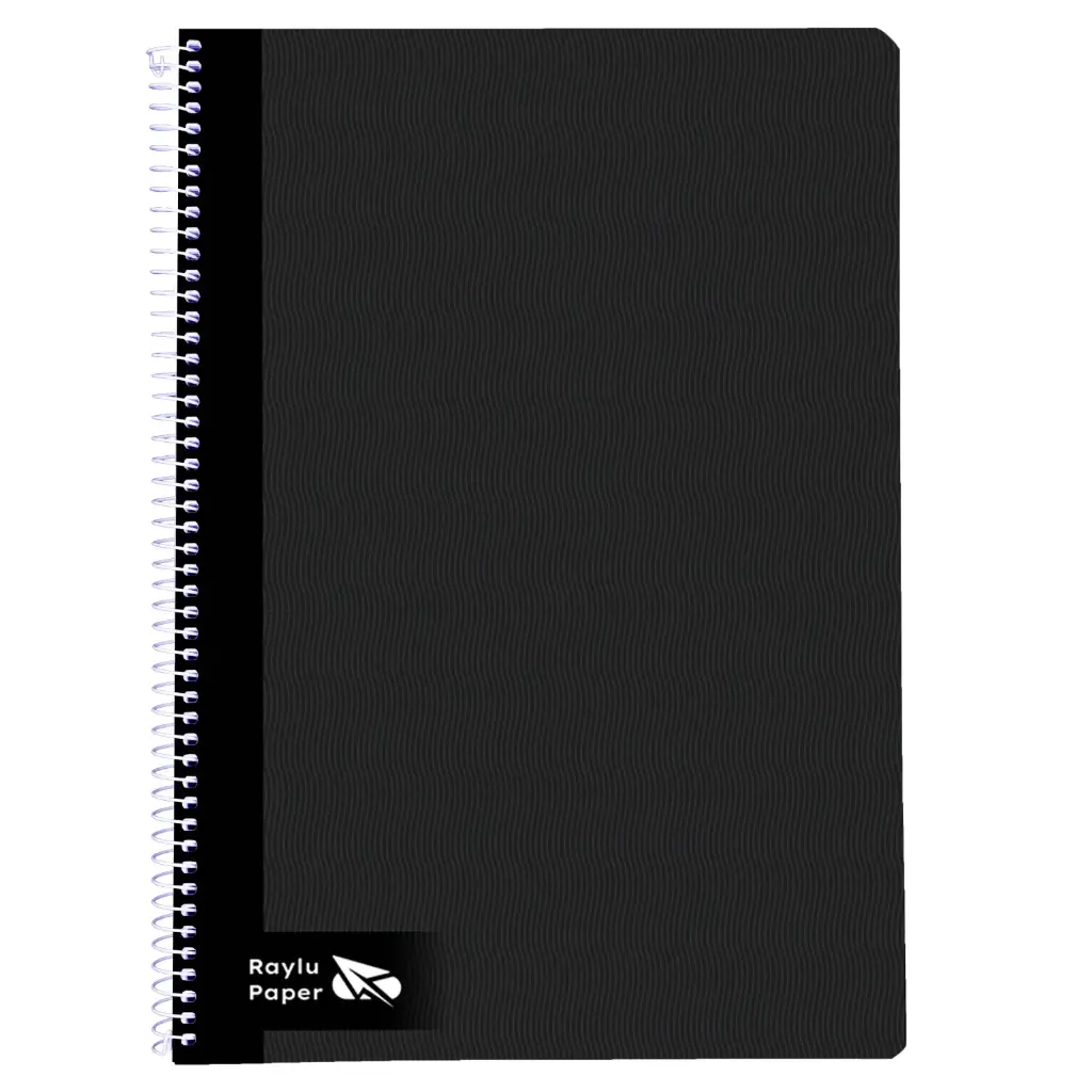 BLOC ESPIRAL A4 TAPA DURA 80 HOJAS 70 GRAMOS PAUTA 3,5MM NEGRO RAYLU