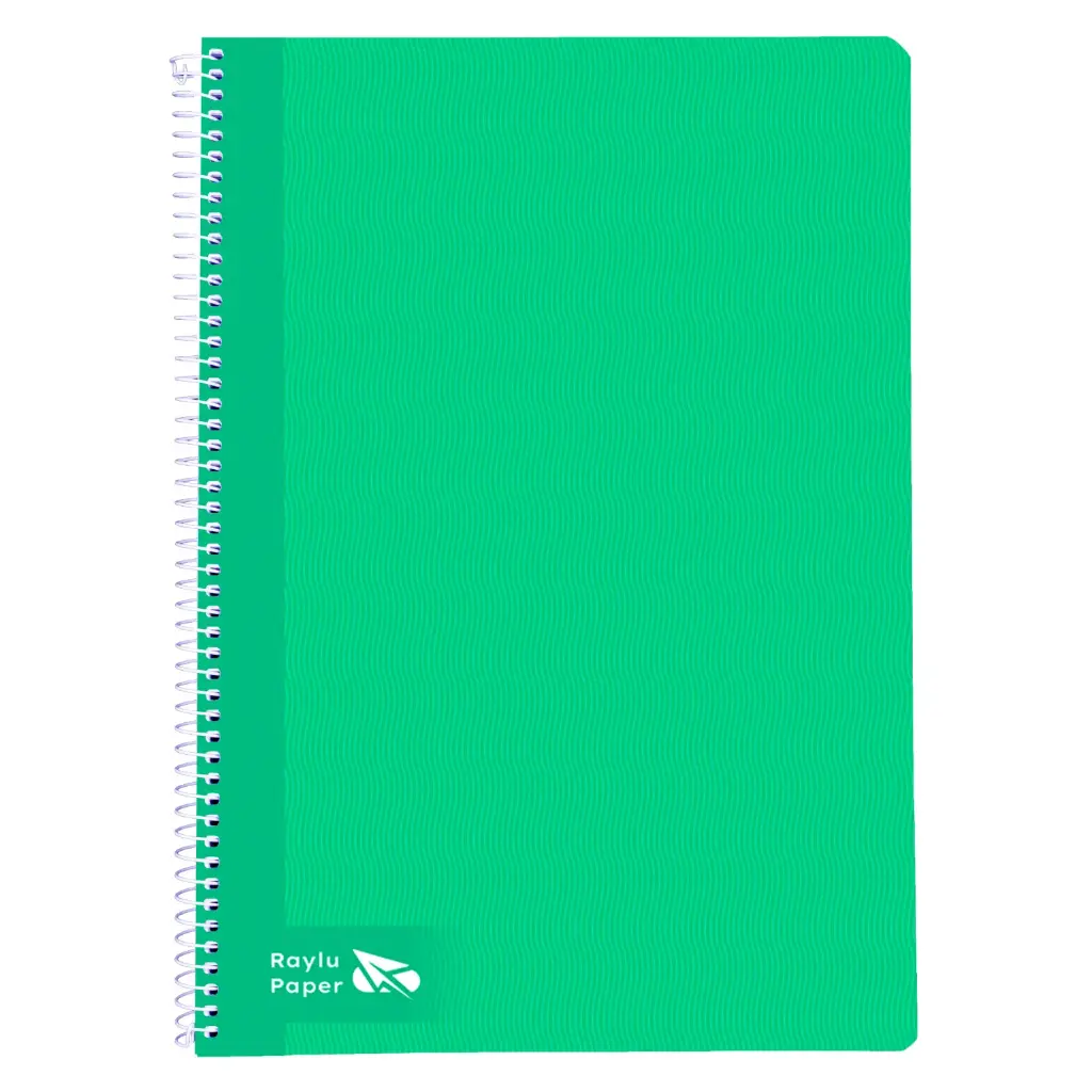 BLOC ESPIRAL A4 TAPA DURA 80 HOJAS 70 GRAMOS PAUTA 3,5MM VERDE RAYLU