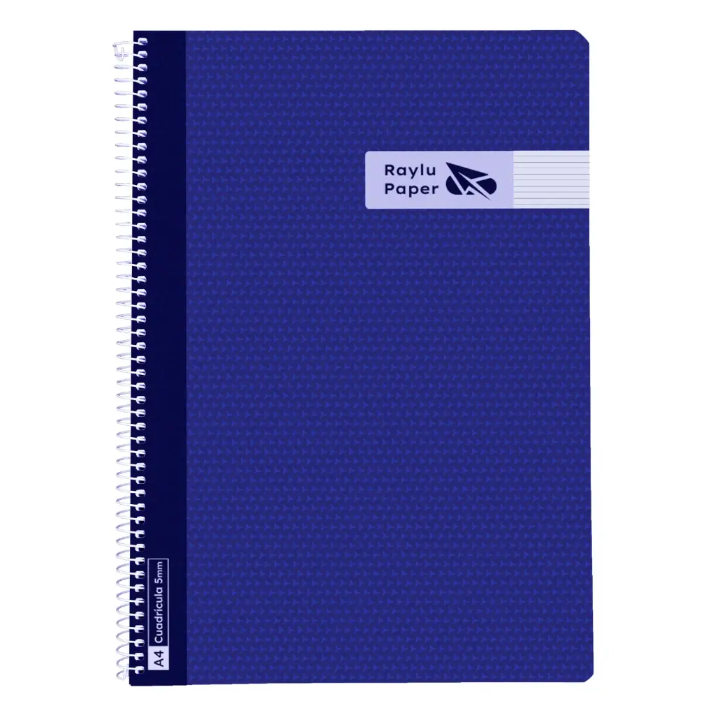 BLOC ESPIRAL A4 TAPA PLASTICO 80 HOJAS 90 GRAMOS HORIZONTAL AZUL OSCURO RAYLU