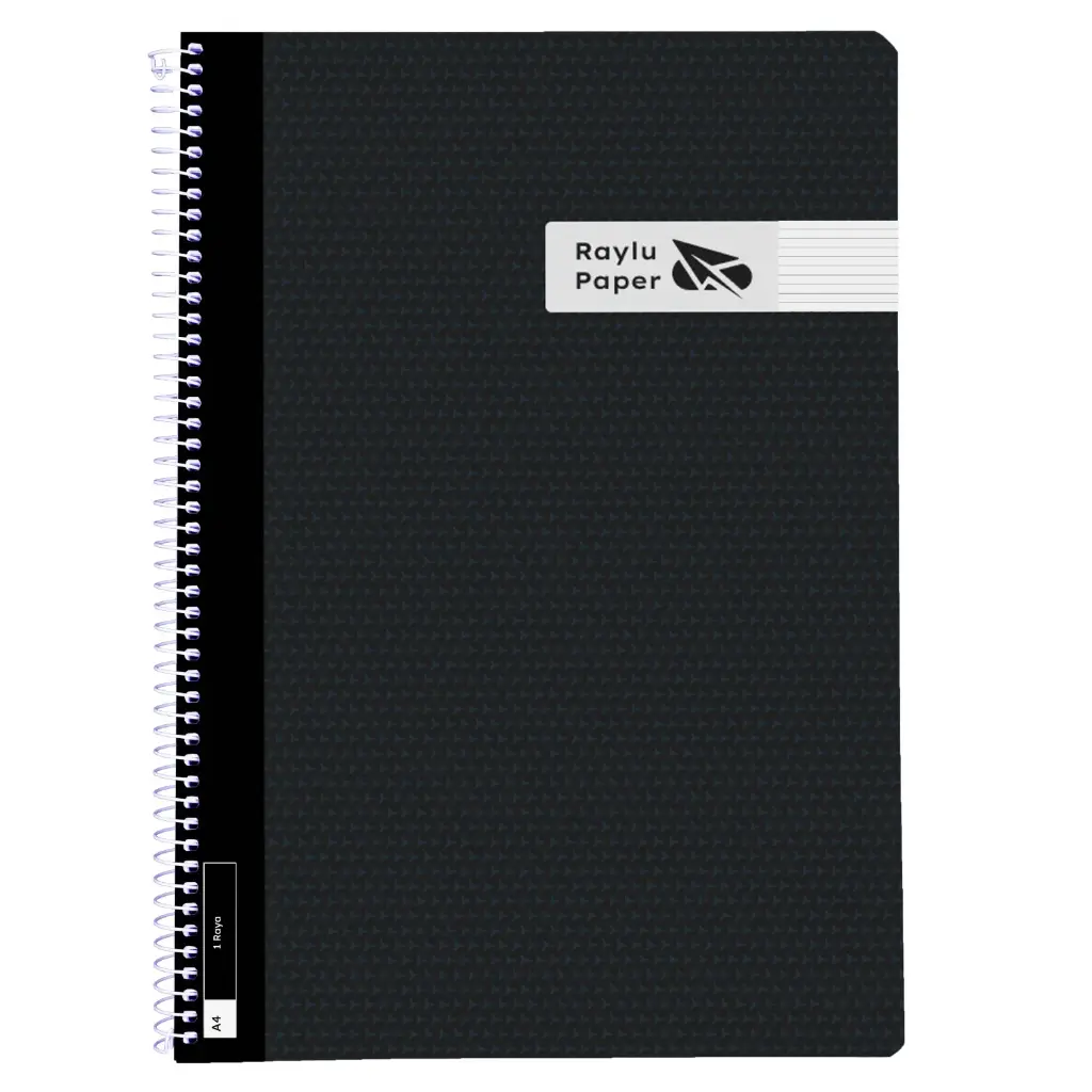 BLOC ESPIRAL A4 TAPA PLASTICO 80 HOJAS 90 GRAMOS HORIZONTAL NEGRO RAYLU