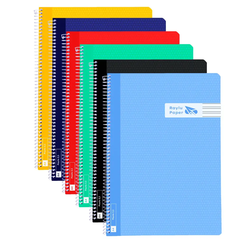 BLOC ESPIRAL A4 TAPA PLASTICO 80 HOJAS 90 GRAMOS PAUTA 2,5MM COLORES SURTIDOS ANCOR