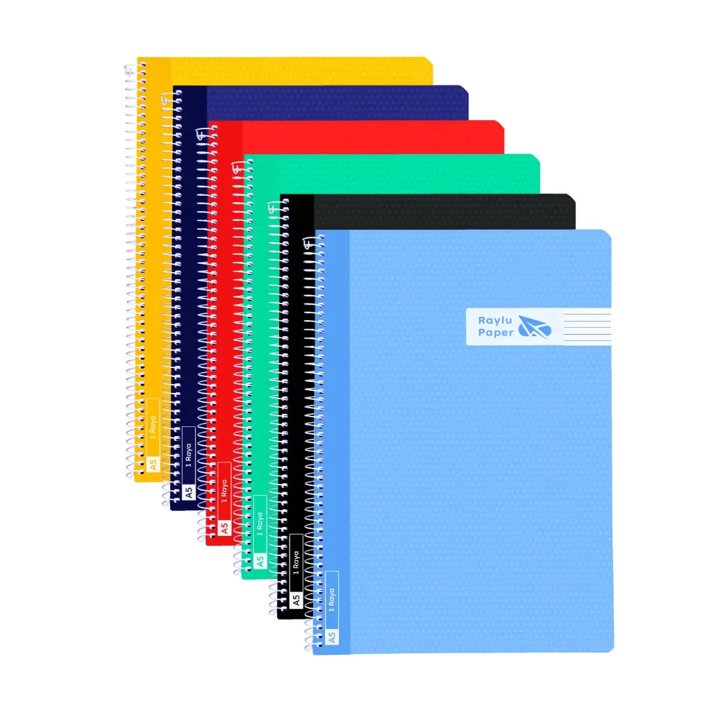 BLOC ESPIRAL A5 TAPA PLASTICO 80 HOJAS 90 GRAMOS HORIZONTAL RAYLU