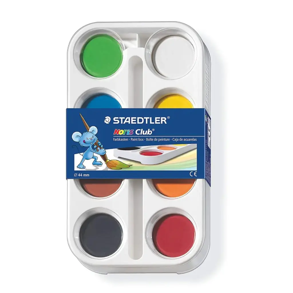 ACUARELAS STAEDTLER ESTUCHE 8 COLORES PASTILLAS GRANDES Ø44mm