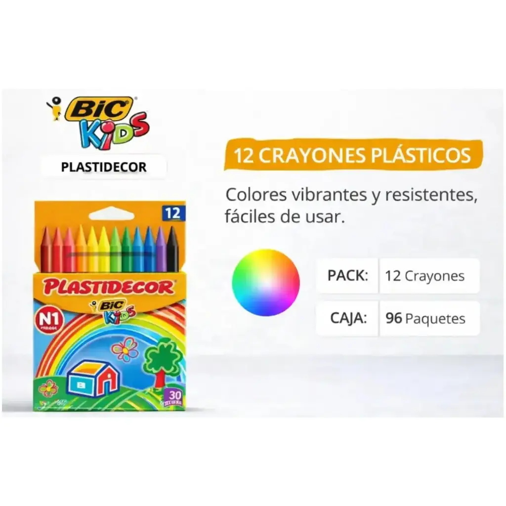 CERAS BIC PLASTIDECOR KIDS ESTUCHE 12 COLORES 