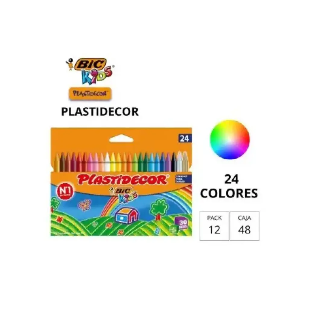 CERAS BIC PLASTIDECOR KIDS ESTUCHE 24 COLORES