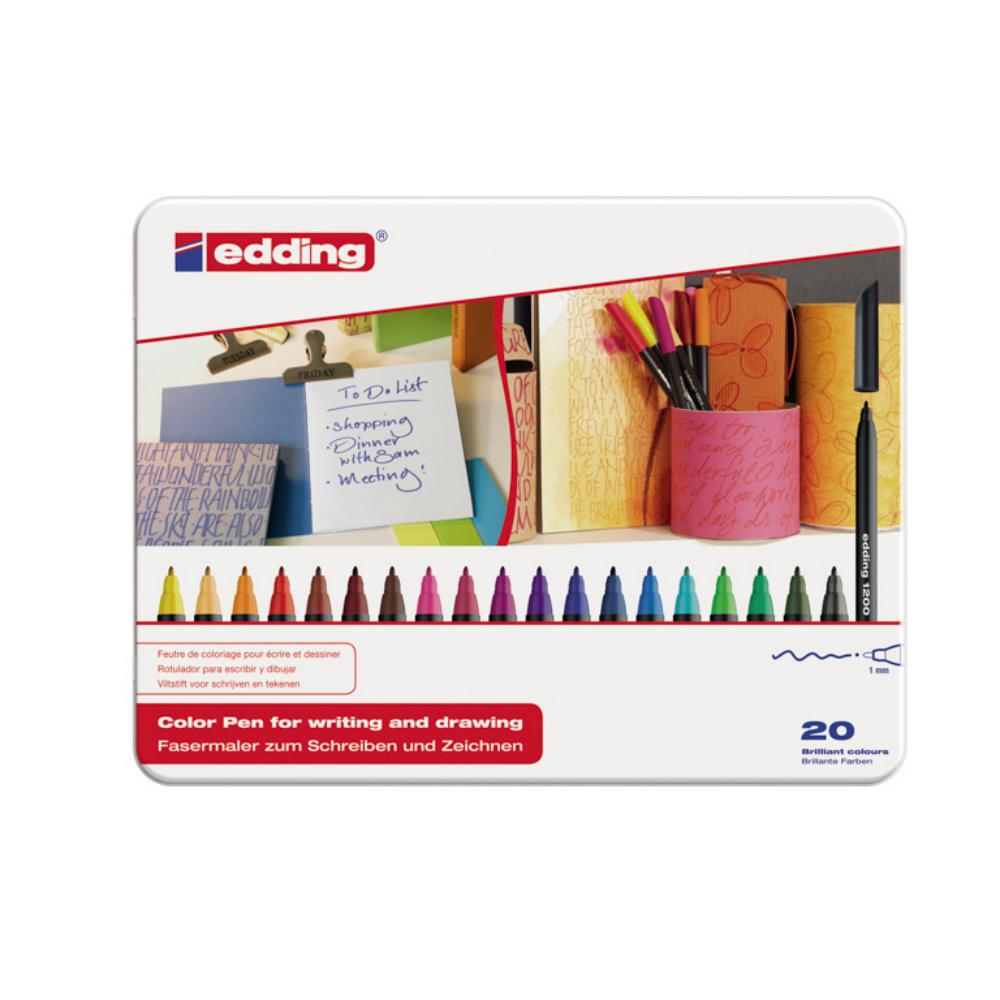 ROTULADOR EDDING CAJA METÁLICA 20 COLORES SURTIDOS