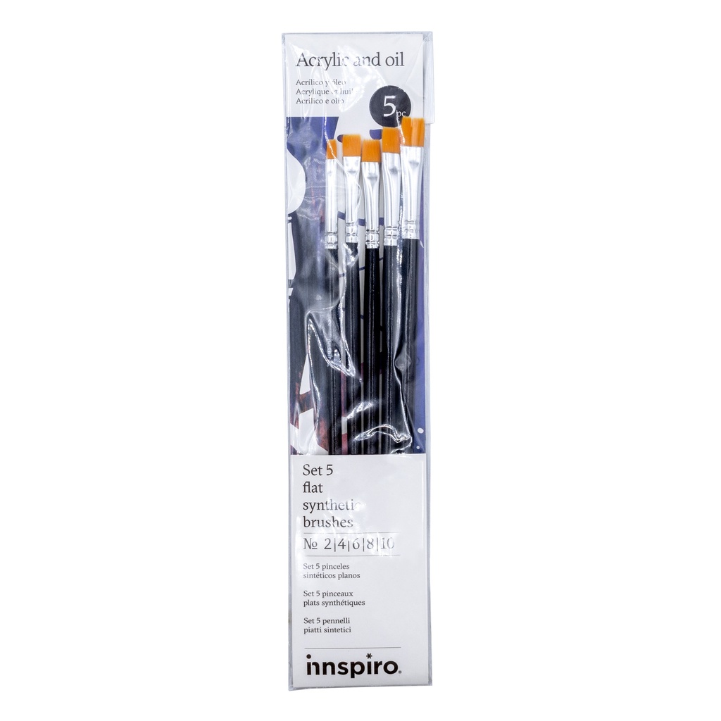 PINCELES SET 5 PUNTA PLANA INNSPIRO 2-4-6-8-10