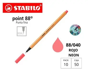 ROTULADOR STABILO POINT 88 ROJO NEON 