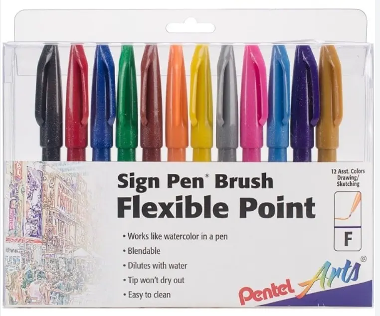 ROTULADOR PENTEL PUNTA PINCEL 12 COLORES