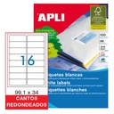 APLI ETIQUETAS BLANCAS PERMANENTES 99,1X34MM 100 HOJAS