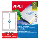 APLI ETIQUETAS BLANCAS PERMANENTES 99,1X93,1MM 100 HOJAS