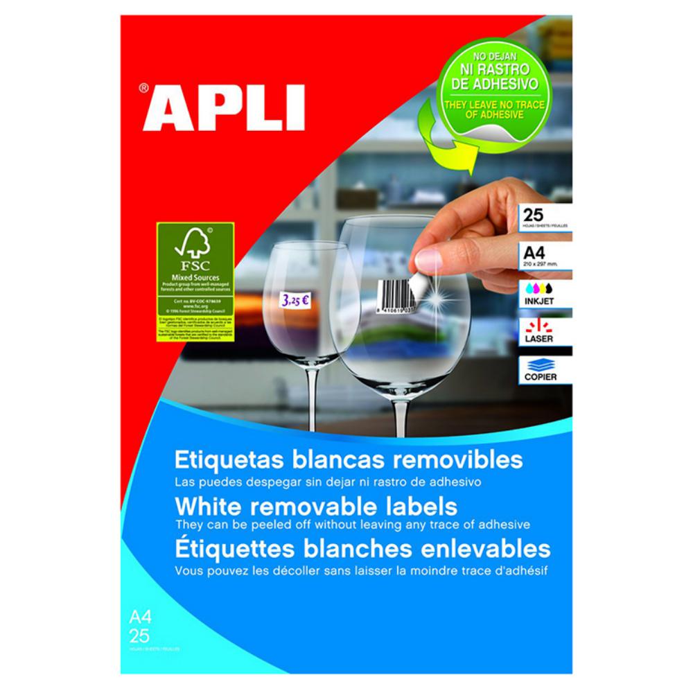APLI ETIQUETAS BLANCAS REMOVIBLES 17,8X10MM 25 HOJAS 