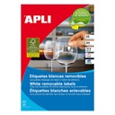 APLI ETIQUETAS BLANCAS REMOVIBLES 35,6X16,9MM 25 HOJAS