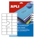 APLI ETIQUETAS TRANSLÚCIDAS RESISTENTES INTEMPERIE 63,5X38,1MM 20 HOJAS 