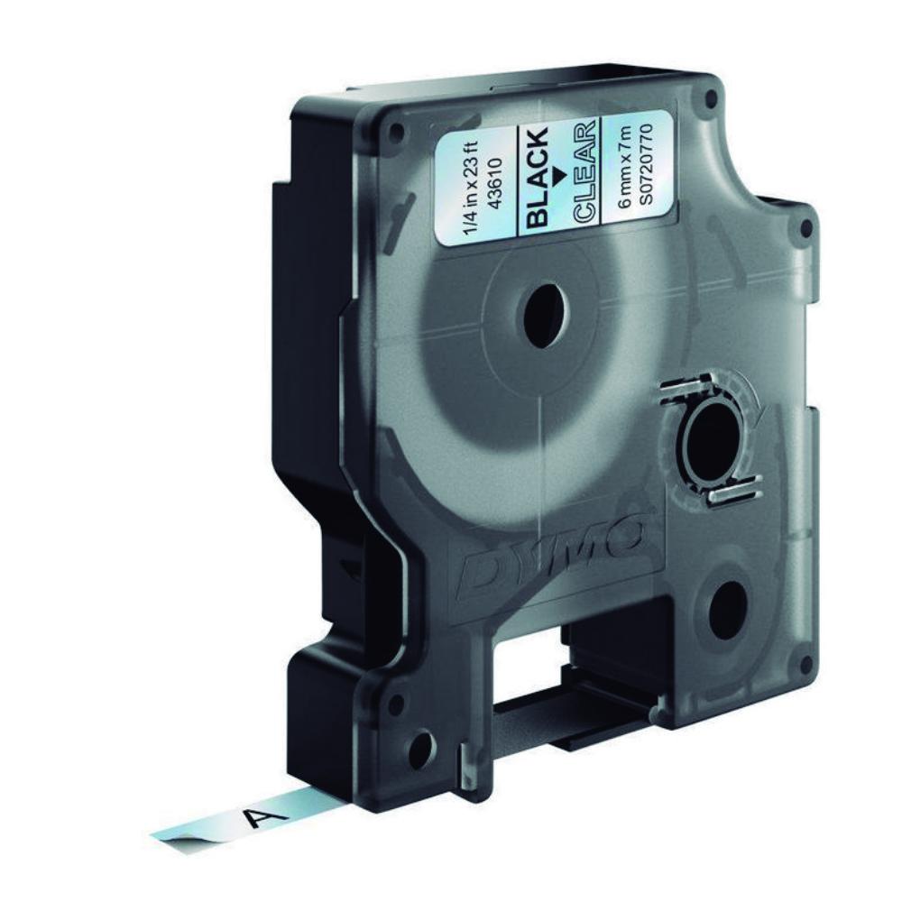 CINTA DYMO D1 6MM×7M NEGRO/TRANSPARENTE