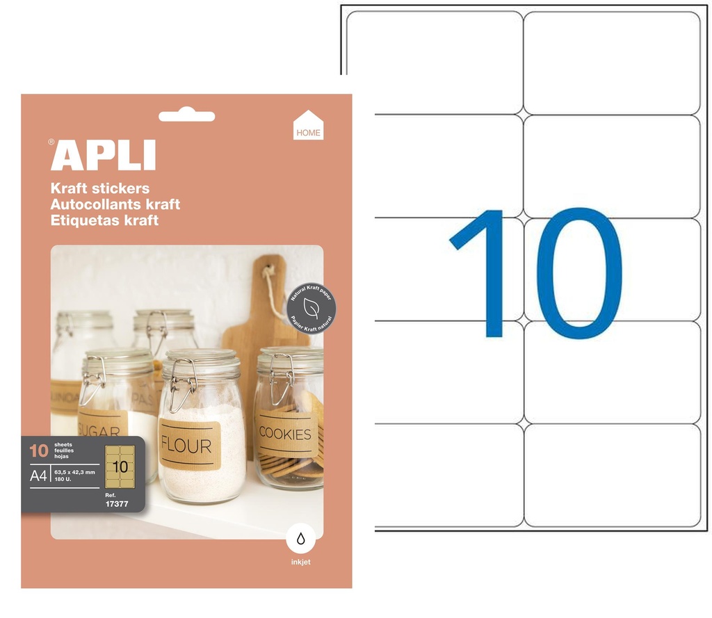 ETIQUETAS KRAFT ADHESIVAS OVALADAS 99,1x57MM PACK 100UDS