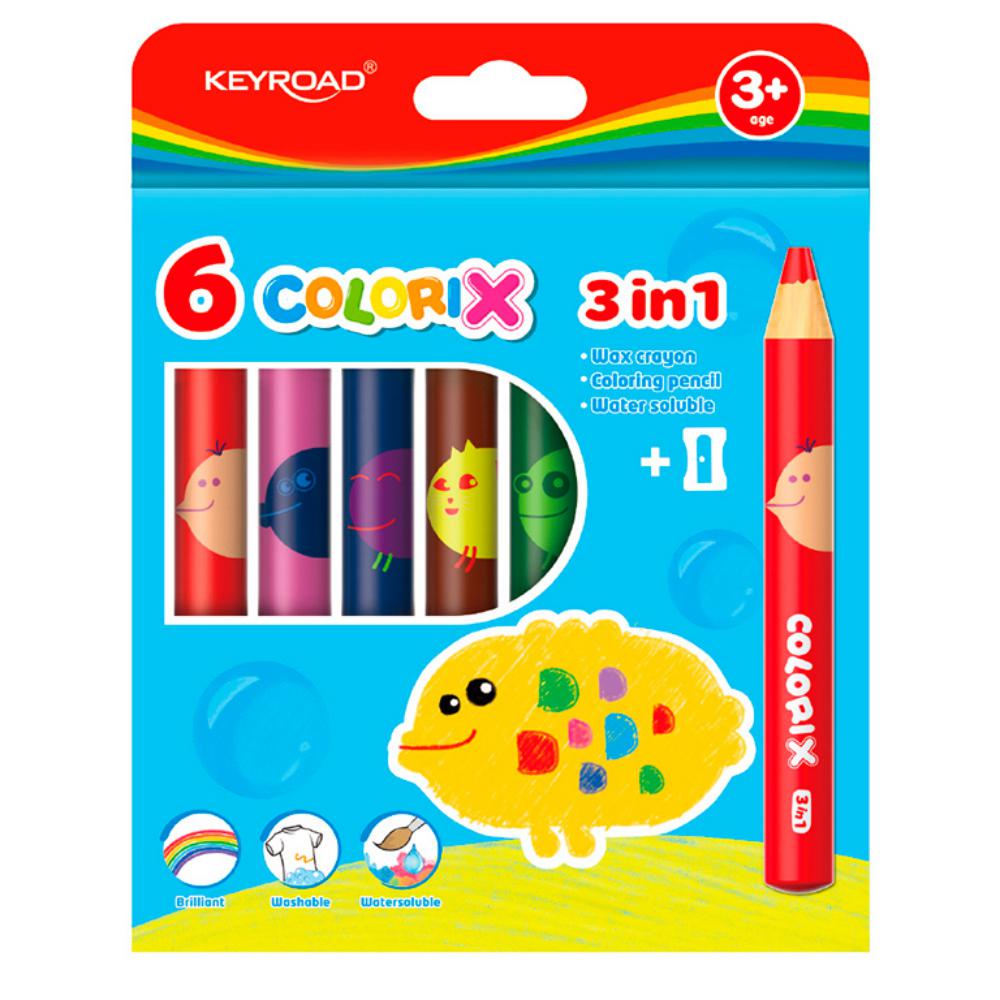 CERAS KEYROAD WAX CRAYON 6 COLORES
