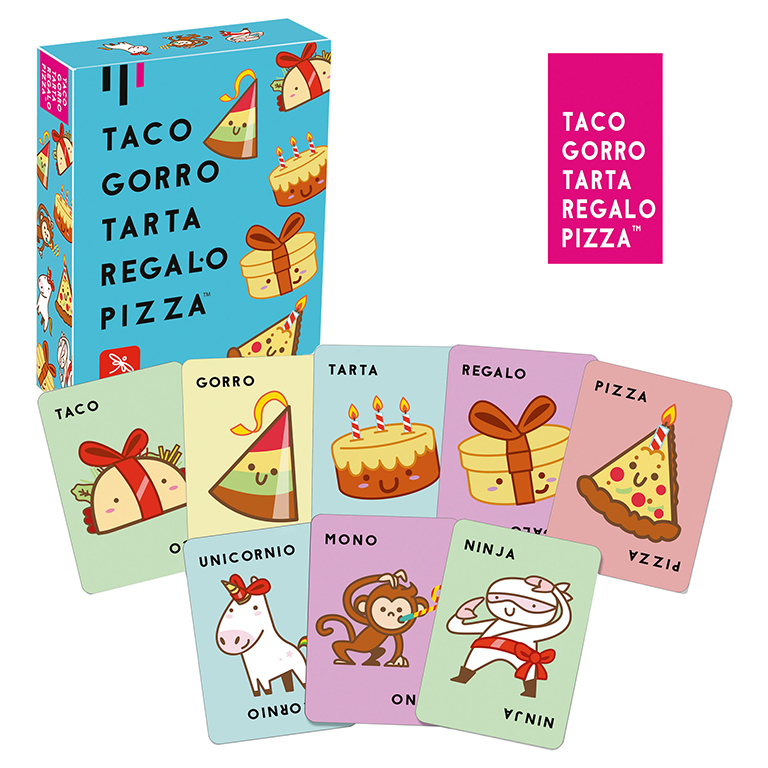 JUEGO DE CARTAS LUDILO TACO, GORRO, TARTA, REGALO, PIZZA