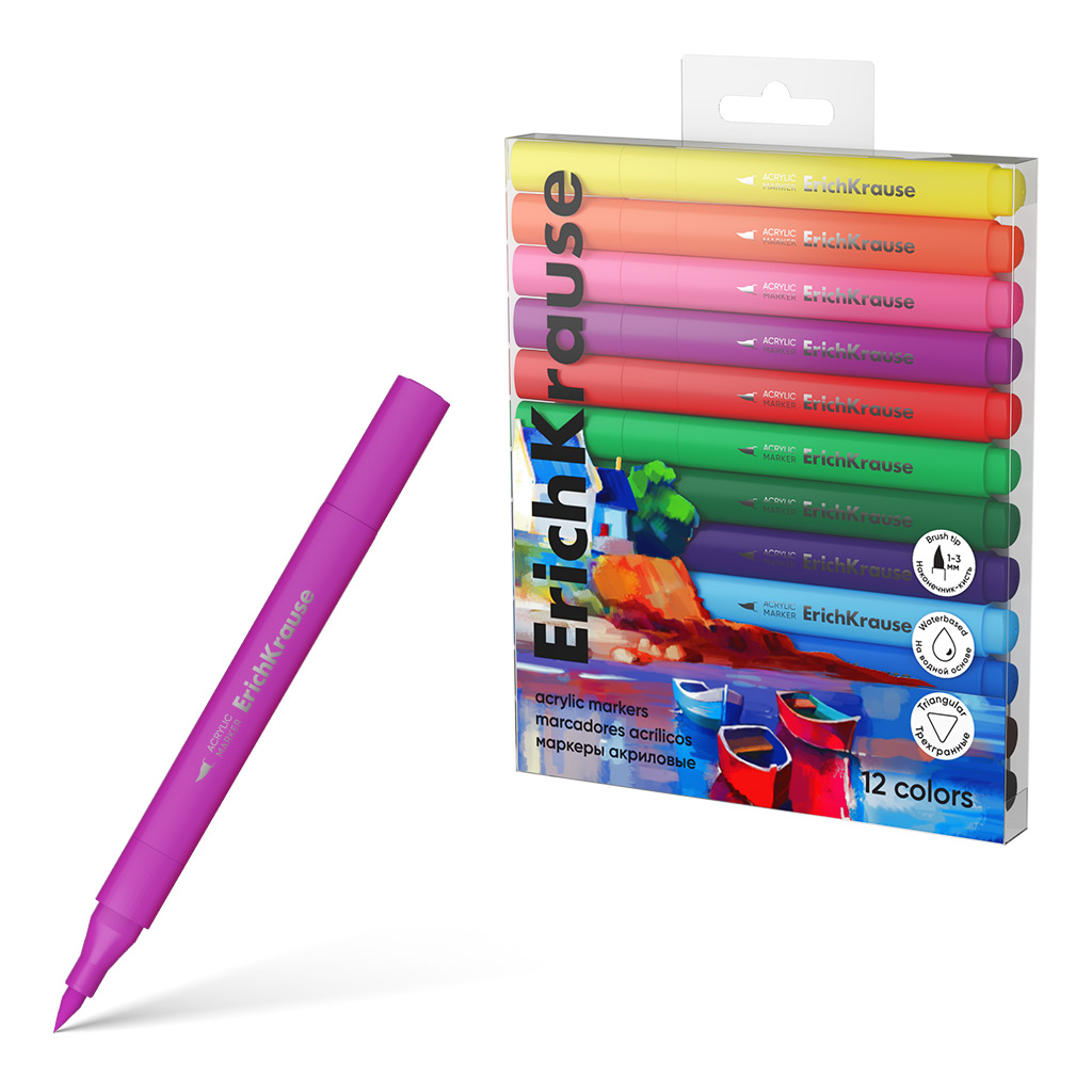 ROTULADORES ACRÍLICOS PUNTA PINCEL ERICHKRAUSE ART SPIRIT 12 COLORES