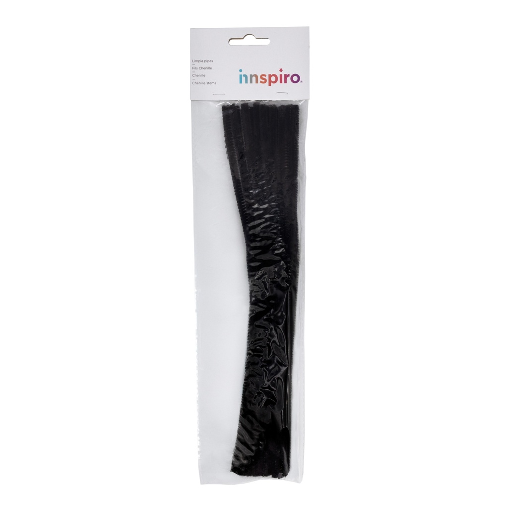 LIMPIAPIPAS CHENILLA NEGRO 4MMX30CM PACK 50U