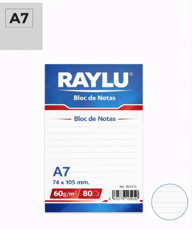 BLOC NOTAS MICROPERFORADO A7 60 GRAMOS 80 HOJAS HORIZONTAL