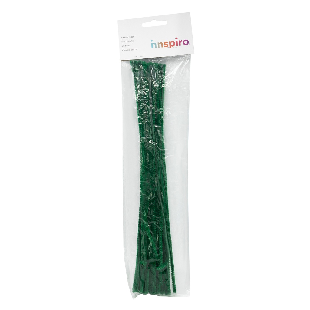 LIMPIAPIPAS CHENILLA VERDE 4MMX30CM PACK 50U