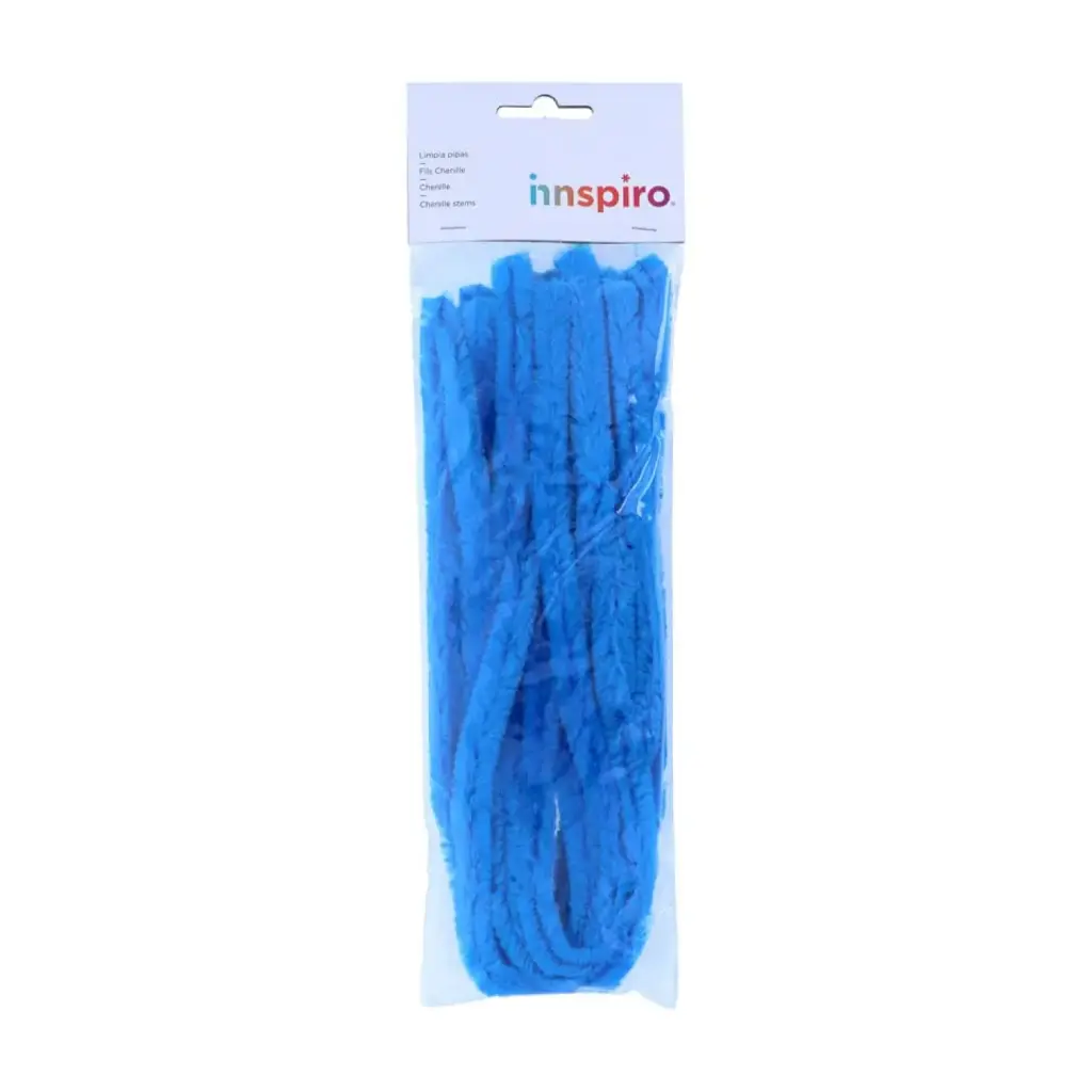 LIMPIAPIPAS CHENILLA AZUL 4MM X 30CM PACK 50U