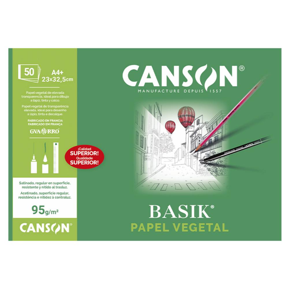 BLOC ENCOLADO PAPEL VEGETAL CANSON A4 50 HOJAS 95 G/M²