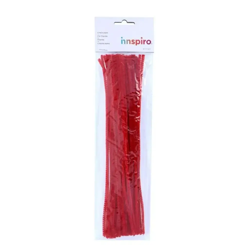 LIMPIAPIPAS CHENILLA ROJO 4MMX30CM PACK 50U