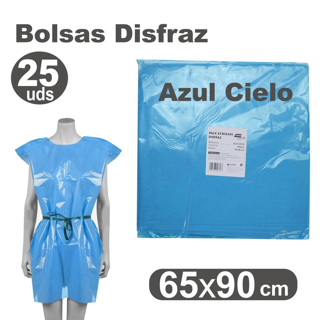BOLSA DE DISFRAZ AZUL CLARO 60×90 CM