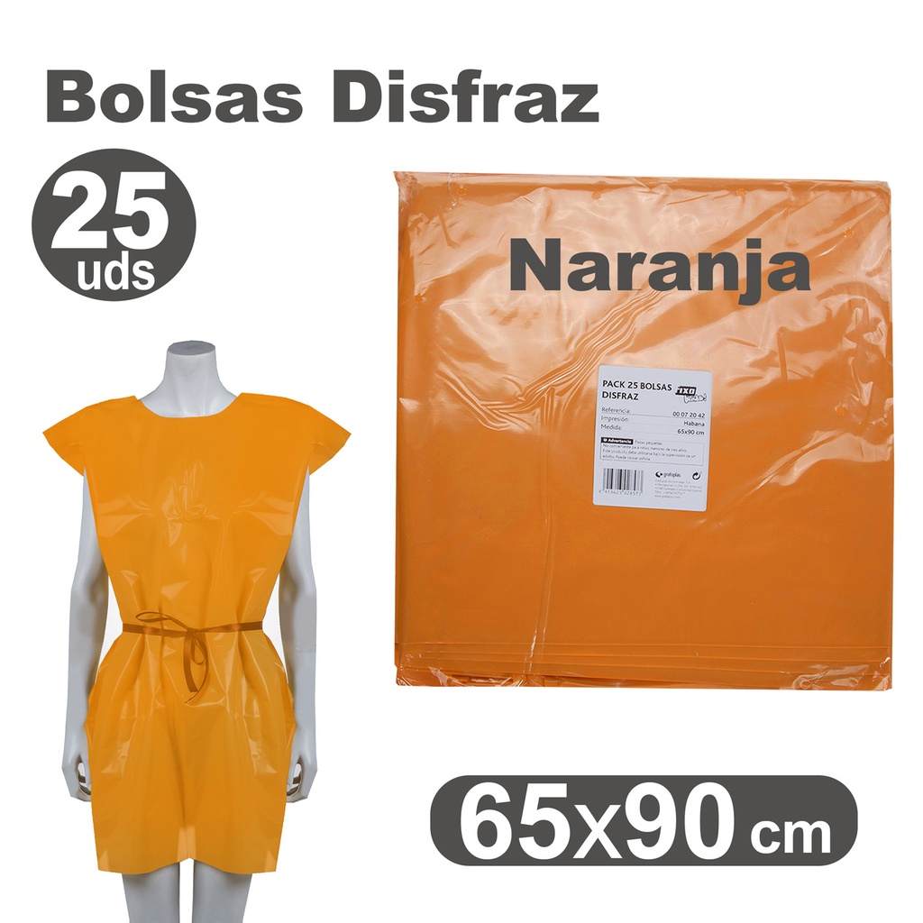 BOLSA DE DISFRAZ NARANJA 60×90 CM 