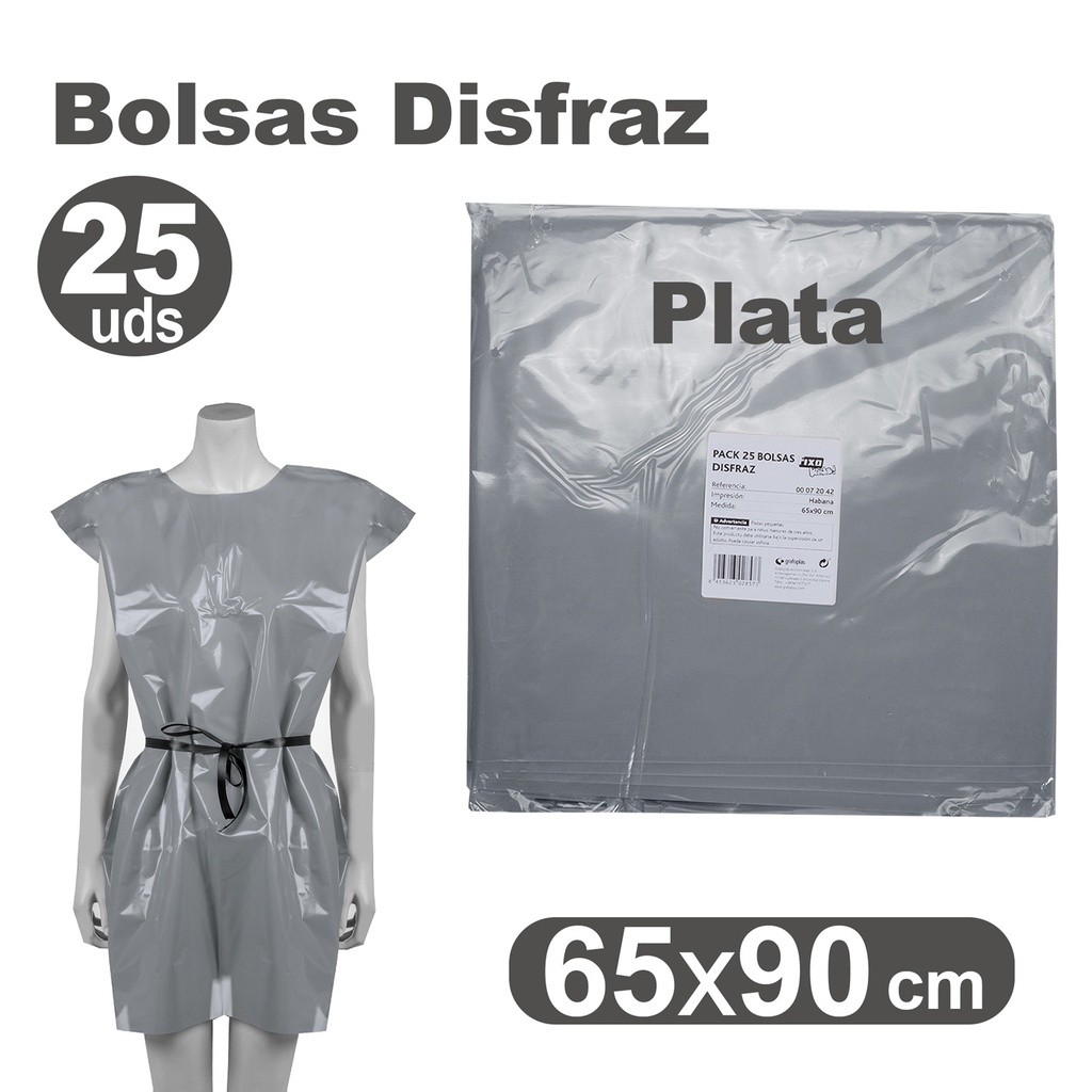 BOLSA DE DISFRAZ PLATA 60×90 CM