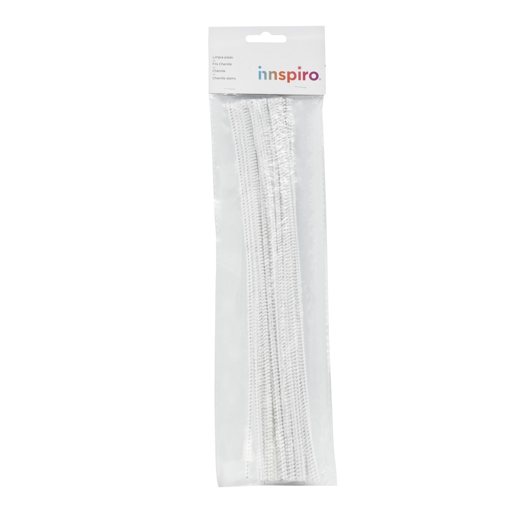 LIMPIAPIPAS CHENILLA BLANCO 4MM X 30CM PACK 50U
