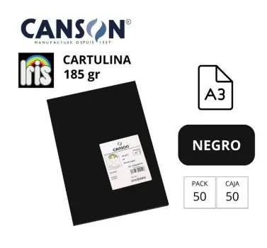 CARTULINA CANSON IRIS A3 NEGRO 180G