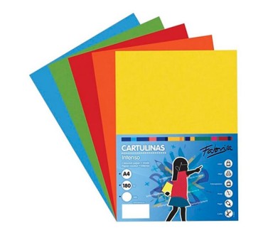 CARTULINA A4 COLORES VIVOS PACK 250 HOJAS 180 G/M²