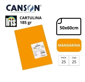 CARTULINA CANSON IRIS  50×65CM 185 GRAMOS  MANDARINA