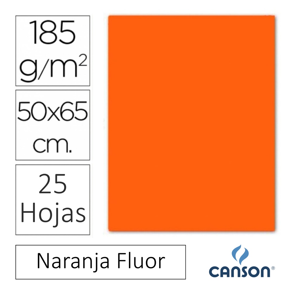 CARTULINA CANSON IRIS  50×65CM 185 GRAMOS  NARANJA FLUOR 