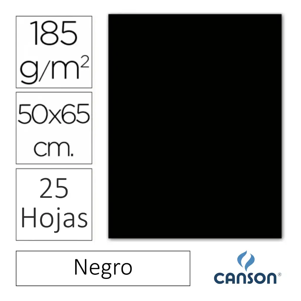 CARTULINA CANSON IRIS 50×65CM NEGRO
