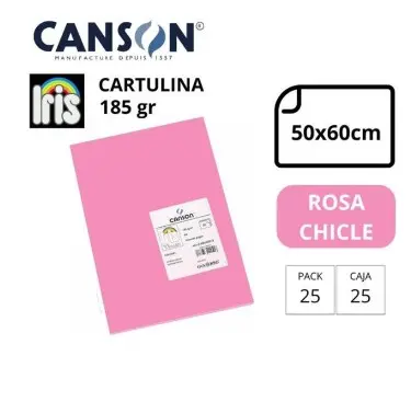 CARTULINA CANSON IRIS  50×65CM 185 GRAMOS ROSA CHICLE 