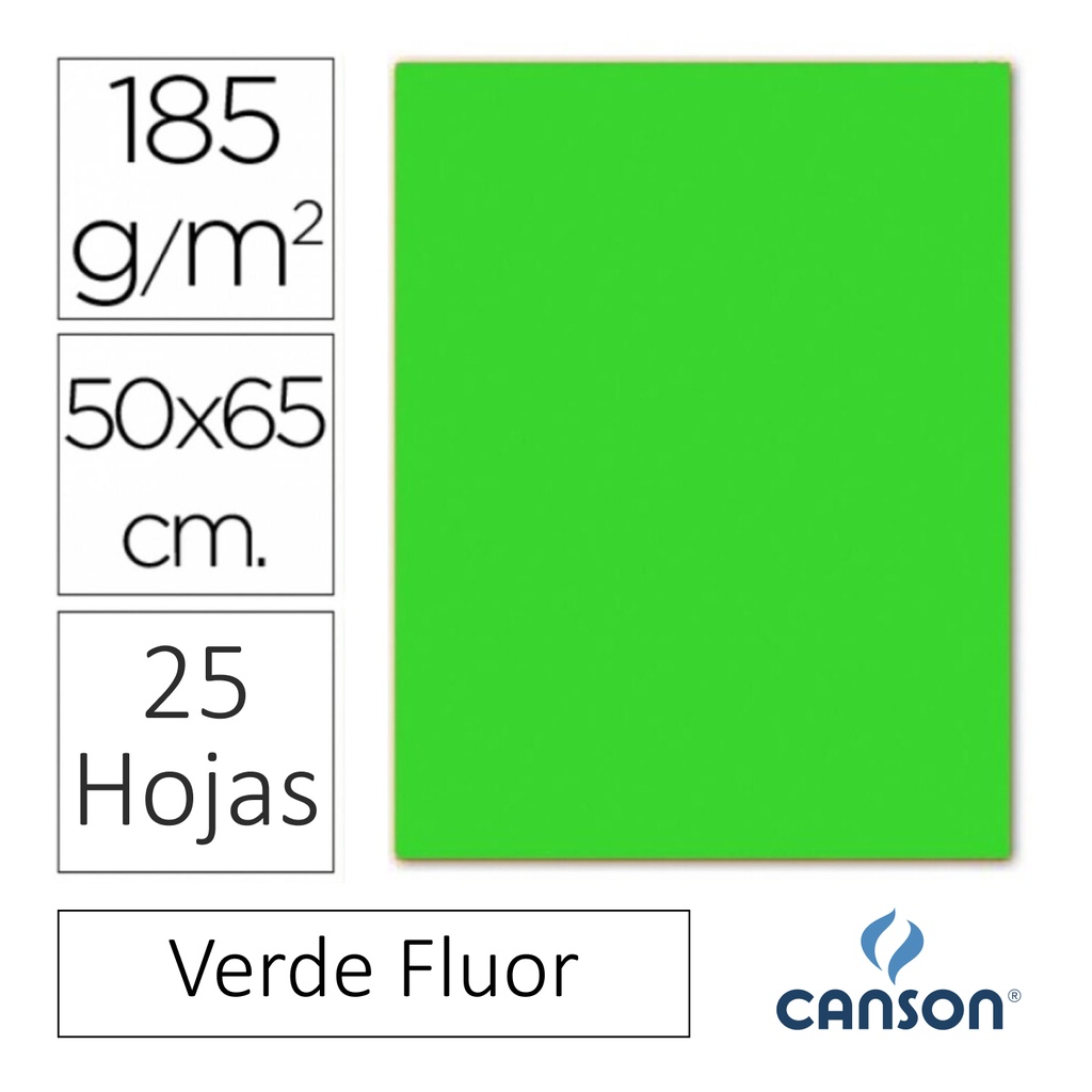 CARTULINA CANSON IRIS 50×65CM VERDE FLUOR