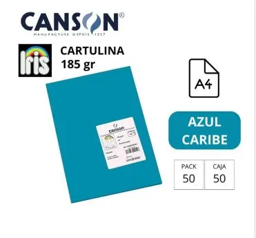 CARTULINA CANSON IRIS A4 AZUL CARIBE