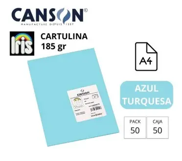 CARTULINA CANSON IRIS A4 185 GRAMOS AZUL TURQUESA